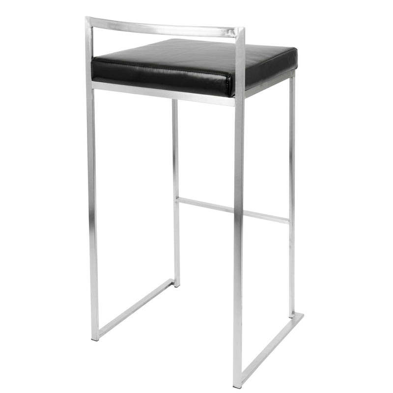 Lumi Source Fuji contemporary stackable barstool with sleek design and wooden seat, perfect for modern kitchen or bar area.