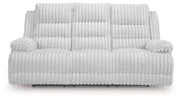 Rhines Falls - Reclining Power Sofa With Drop Down Table - Alloy - R&R Furniture Gallery (Fountain Valley, CA)