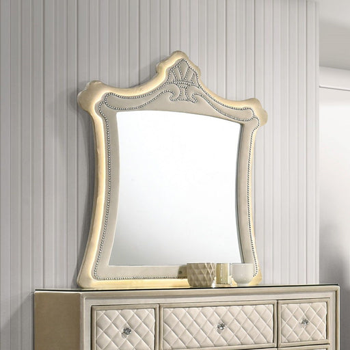 Lucienne - Mirror With LED - Beige Velvet - R&R Furniture Gallery (Fountain Valley, CA)