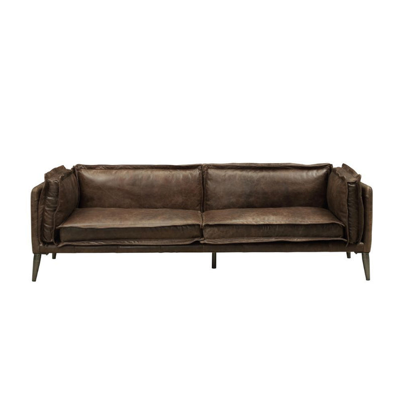 Porchester - Sofa - Distress Chocolate Top Grain Leather - R&R Furniture Gallery (Fountain Valley, CA)