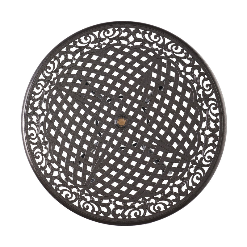 Tranquilius - Outdoor Round Dining Table With Lattice Tabletop, Umbrella Hole And Curved Legs - R&R Furniture Gallery (Fountain Valley, CA)