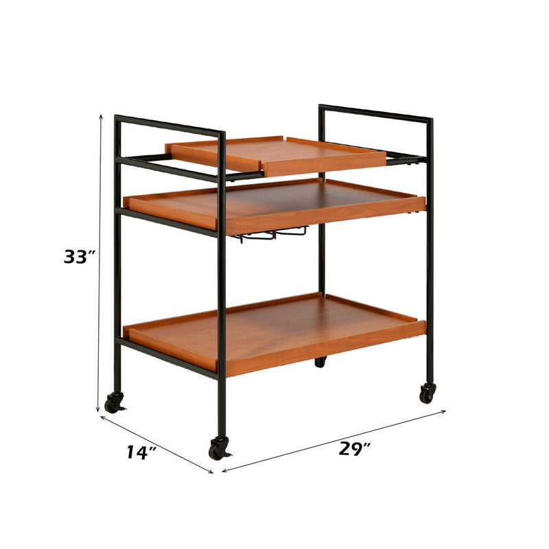 Oaken - Serving Cart - Honey Oak & Black - R&R Furniture Gallery (Fountain Valley, CA)