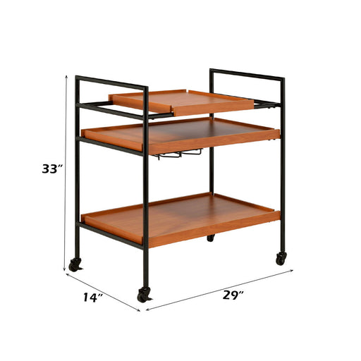 Oaken - Serving Cart - Honey Oak & Black - R&R Furniture Gallery (Fountain Valley, CA)