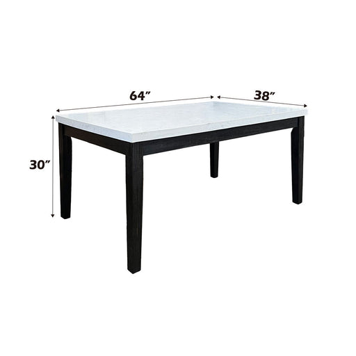 Nolan - Dining Table - White Natural Marble Top & Salvage Dark Oak - R&R Furniture Gallery (Fountain Valley, CA)