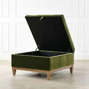 Knox - Square Storage Cocktail Ottoman - Olive Green - R&R Furniture Gallery (Fountain Valley, CA)