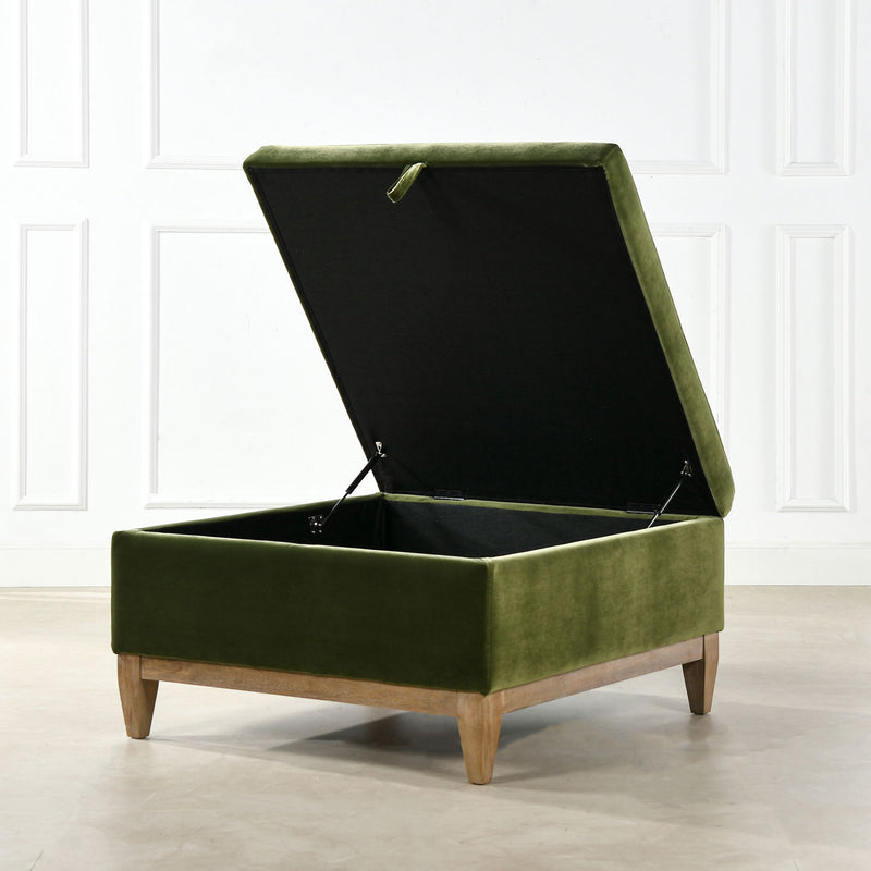 Knox - Square Storage Cocktail Ottoman - Olive Green - R&R Furniture Gallery (Fountain Valley, CA)