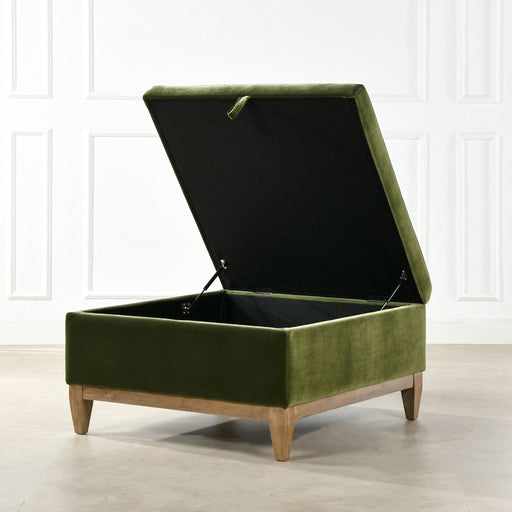 Knox - Square Storage Cocktail Ottoman - Olive Green - R&R Furniture Gallery (Fountain Valley, CA)