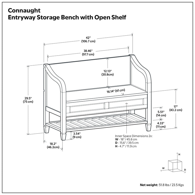 Connaught - Entryway Storage Bench With Shelf - Chestnut - R&R Furniture Gallery (Fountain Valley, CA)