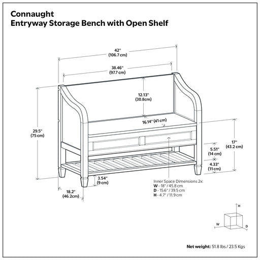 Connaught - Entryway Storage Bench With Shelf - Chestnut - R&R Furniture Gallery (Fountain Valley, CA)