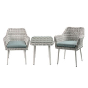 Tashay - 3 Piece Patio Bistro Set - Green Fabric & Beige Wicker - R&R Furniture Gallery (Fountain Valley, CA)
