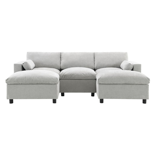 Modular Sectional With Storage Pockets, 5 Seat U Shaped Couch Set With Pillows, Free Combination Modern Cloud Sofa With 2 Movable Ottoman - R&R Furniture Gallery (Fountain Valley, CA)