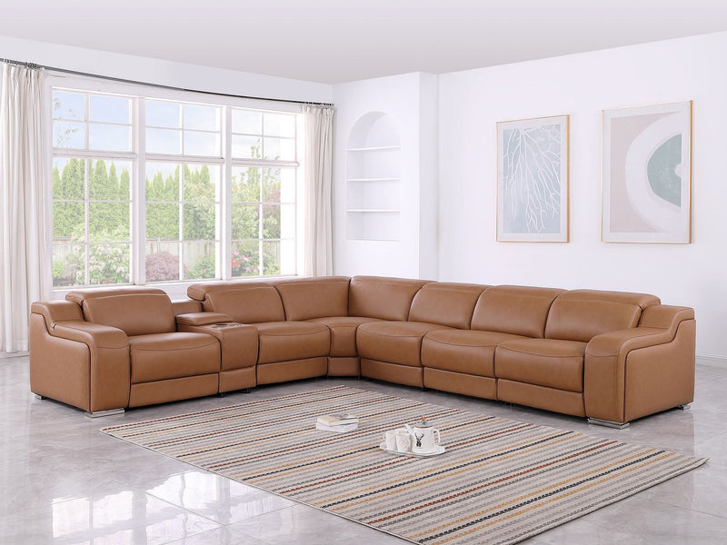 1116 - 7-Piece L-Shaped Sectional Sofa In With 3 Power Recliners & Power Headrests - R&R Furniture Gallery (Fountain Valley, CA)