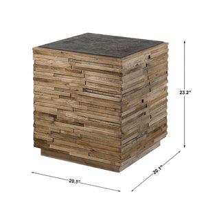 Malia - End Table - Gray / Woodtone
