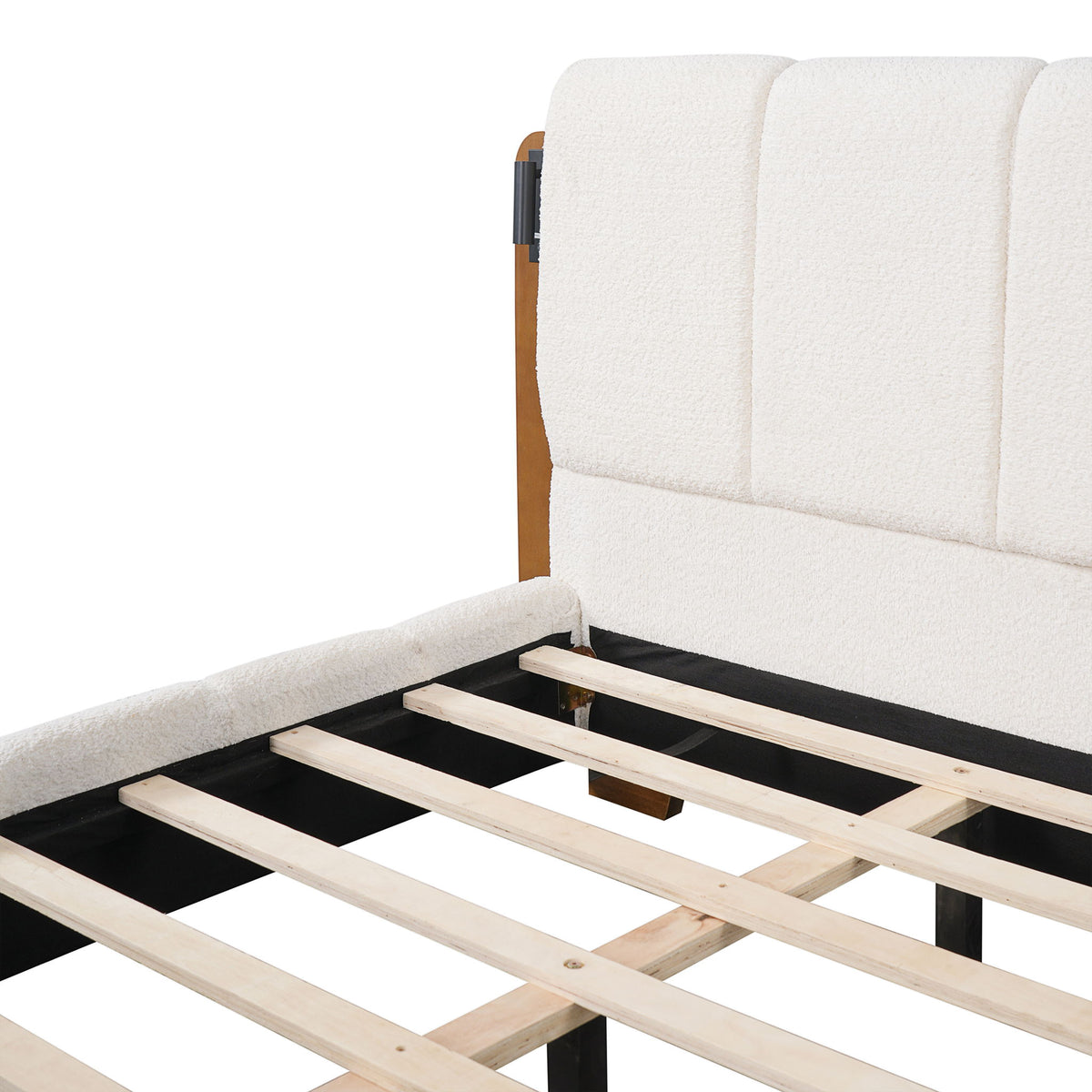 Modern Upholstered Platform Bed Frame With Built-In Reading Lights