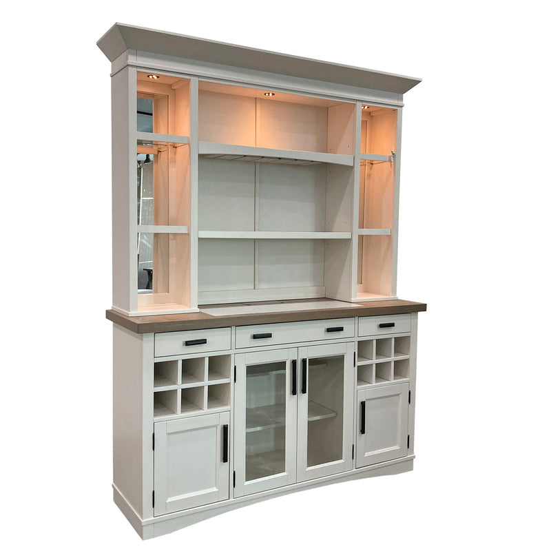Americana Modern Dining - Buffet And Display Hutch With Quartz Insert - Cotton - R&R Furniture Gallery (Fountain Valley, CA)