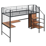 Loft Bed With Desk And Grid, Stylish Frame With Lateral Storage Ladder And Wardrobe - R&R Furniture Gallery (Fountain Valley, CA)