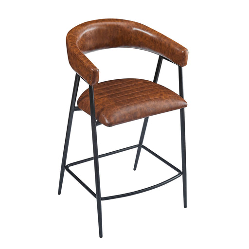 Counter Stools (Set of 2), Upholstered Counter Stools With Iron Frame, Backrest, Footrest, Arm Counter Stools For Home Bar, Kitchen Counter - Brown - R&R Furniture Gallery (Fountain Valley, CA)