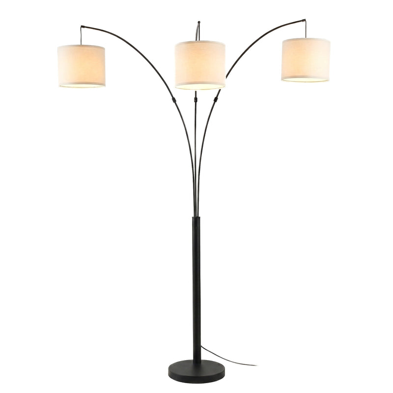 Royal - 3 Arm Arc Floor Lamp, Oil Rubbed Bonze With Linen Shade, 4 Way Rotary Switch - Oil-Rubbed Bronze - R&R Furniture Gallery (Fountain Valley, CA)