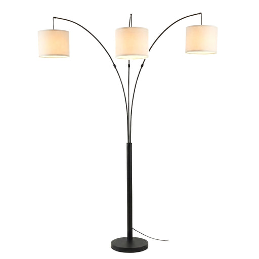 Royal - 3 Arm Arc Floor Lamp, Oil Rubbed Bonze With Linen Shade, 4 Way Rotary Switch - Oil-Rubbed Bronze - R&R Furniture Gallery (Fountain Valley, CA)