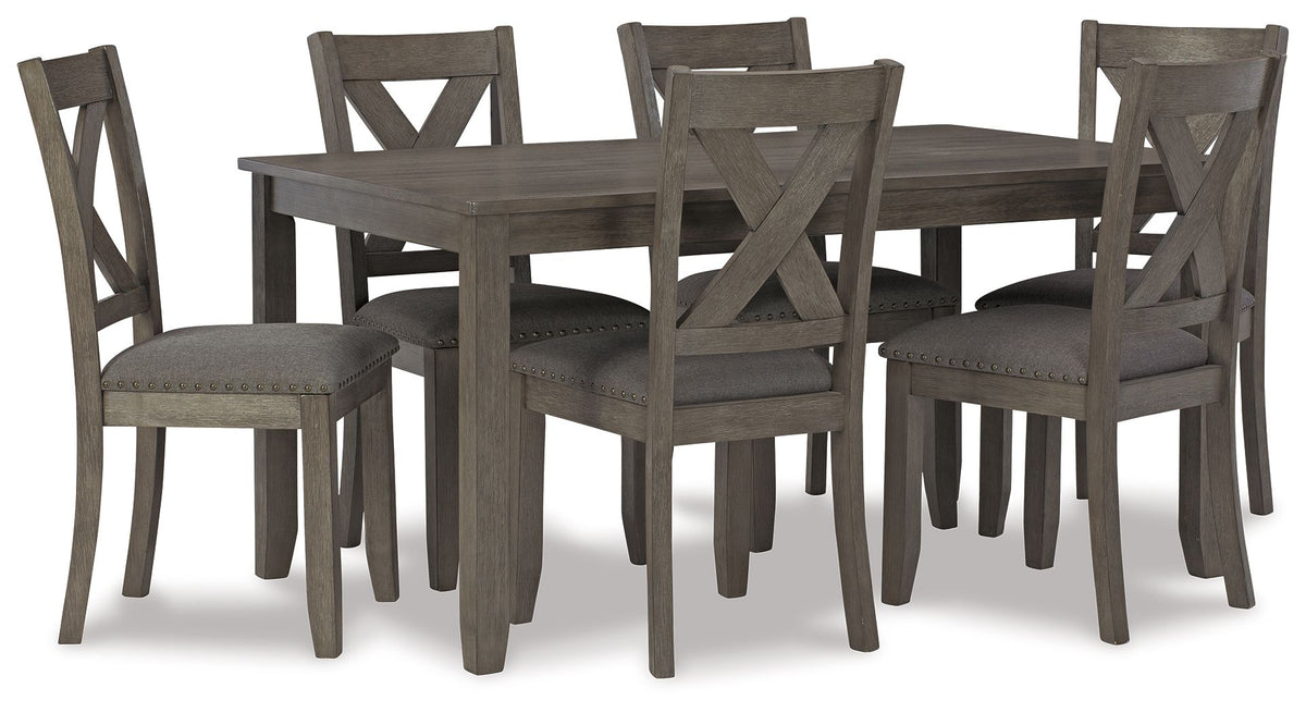 Caitbrook - RECT DRM Table Set (Set of 7) - Gray - R&R Furniture Gallery (Fountain Valley, CA)