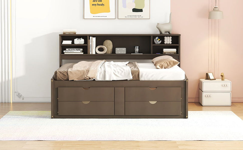 Daybed With 2 Bedside Cabinets, Upper Shelves And 4 Drawers - R&R Furniture Gallery (Fountain Valley, CA)