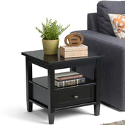 Handcrafted Warm Shaker coffee table from Simpli-Home with a smooth wooden surface and sturdy legs for stylish living room decor.