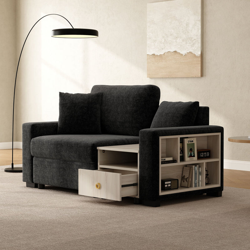 Noble House modular sofa couch with storage armrest and center console, featuring plush cushions and contemporary design.