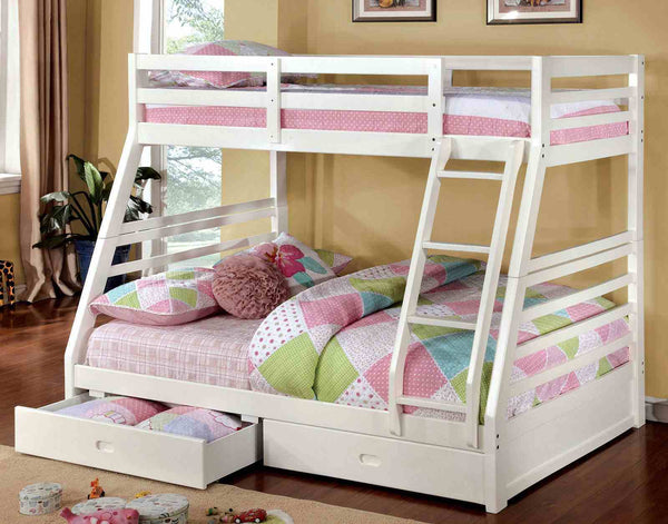 California Iii - Twin/Full Bunk Bed w/ 2 Drawers, White