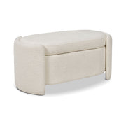 Fuji - Oval Storage Bench, Upholstered - Ivory White - R&R Furniture Gallery (Fountain Valley, CA)