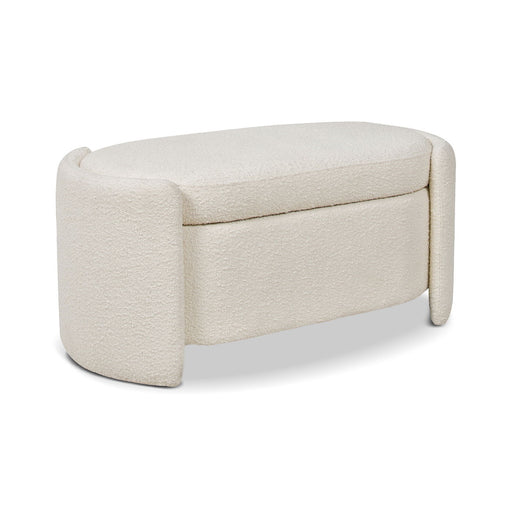 Fuji - Oval Storage Bench, Upholstered - Ivory White - R&R Furniture Gallery (Fountain Valley, CA)