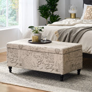 Parisian Upholstered Fabric Storage Ottoman - Beige / Reclaimed Natural - R&R Furniture Gallery (Fountain Valley, CA)