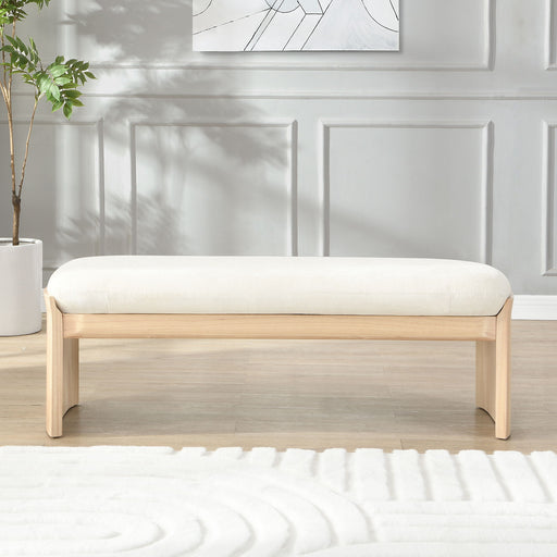 Footstool With Soft Cushion For Living Room - Beige / Natural - R&R Furniture Gallery (Fountain Valley, CA)