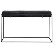 Modern Uttermost Telone console table with sleek metal frame and glass top, ideal for contemporary living spaces.
