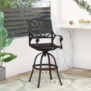 Outdoor Cast Aluminum Swivel Bar Stool With Scrolled Arms - Bronze - R&R Furniture Gallery (Fountain Valley, CA)