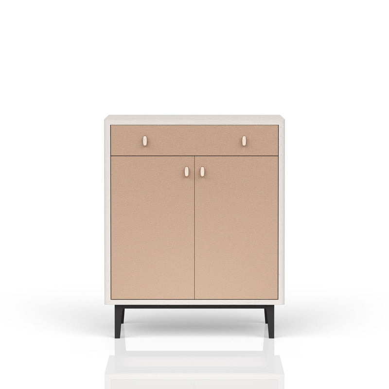 Bar Cabinet With Large Storage - White / Pecan - R&R Furniture Gallery (Fountain Valley, CA)