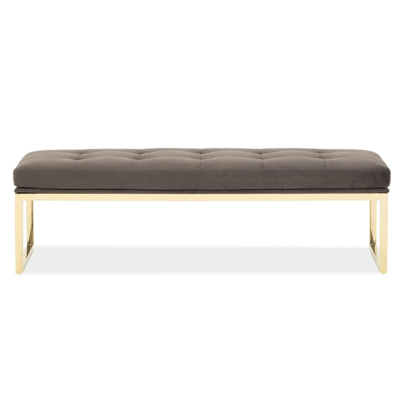 Signature Beds & Benches - Dahlia Velvet Accent Bench - Chocolate / Gold - R&R Furniture Gallery (Fountain Valley, CA)
