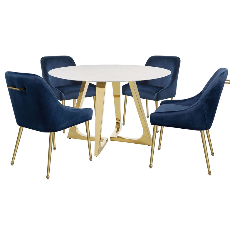 Imani - Round Marble Dining Table - Gold