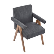Contemporary Poppy Fabric Dining Armchair With Rubberwood Legs - R&R Furniture Gallery (Fountain Valley, CA)