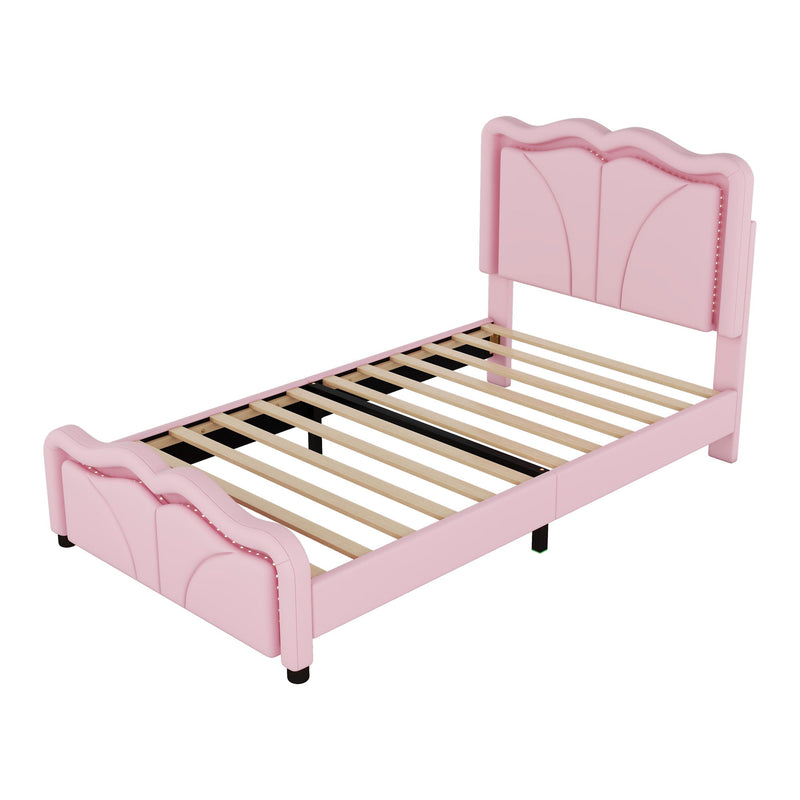 Upholstered Platform Bed & Curve Shaped And Height Adjustable Headboard, LED Light Strips - R&R Furniture Gallery (Fountain Valley, CA)