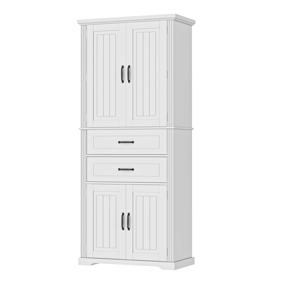 Storage Cabinet With Adjustable Shelves, 2 Drawers, Doors