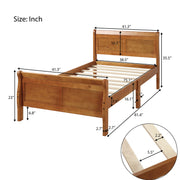 DreamHaus platform bed frame with headboard, footboard, wood slat support, and sturdy mattress foundation in a sleigh bed style.