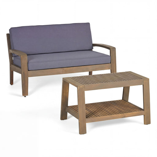 2 Piece Outdoor Conversation Set (Loveseat & Coffee Table With Water-Resistant Cushions) - R&R Furniture Gallery (Fountain Valley, CA)
