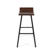 Outdoor Bar Stool With Low Backrests And Wood Seats (Set of 2) - Dark Brown / Black - R&R Furniture Gallery (Fountain Valley, CA)