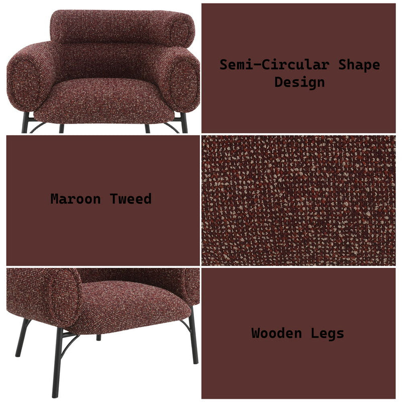 Mardi - Chair - Maroon Tweed - R&R Furniture Gallery (Fountain Valley, CA)