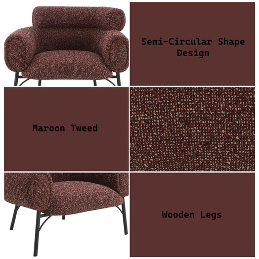 Mardi - Chair - Maroon Tweed - R&R Furniture Gallery (Fountain Valley, CA)