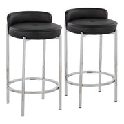 Lumi Source Chloe contemporary counter stool set with sleek design, metal legs, and cushioned seats for modern kitchen or bar area.