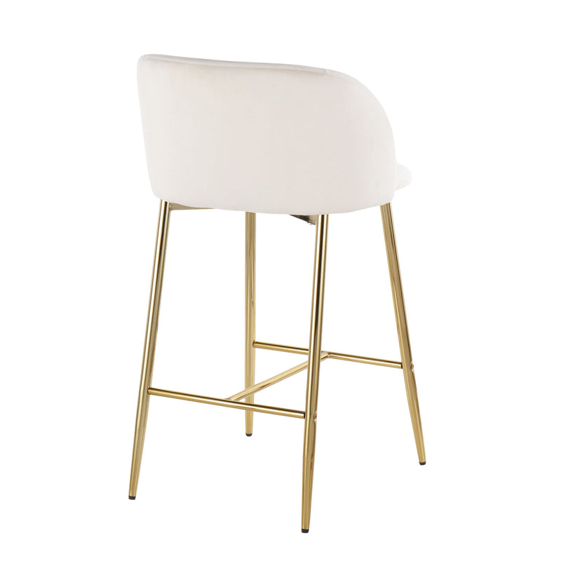 Lumi Source Fran contemporary counter stool set of 2 with sleek modern design and cushioned seats for stylish kitchen or bar area.