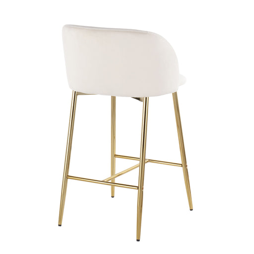 Lumi Source Fran contemporary counter stool set of 2 with sleek modern design and cushioned seats for stylish kitchen or bar area.