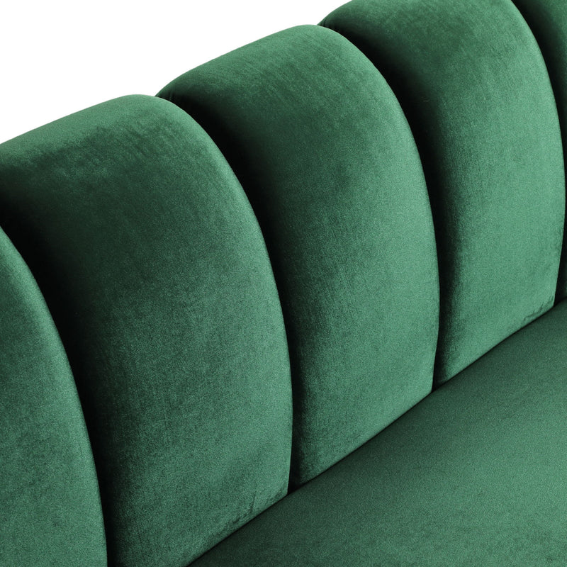 Noble House Miranda Modern Glam 3 Seater Sofa with sleek design and plush cushions, ideal for contemporary living rooms.