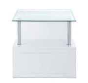 Nevaeh - End Table - Clear Glass Top & White High Gloss - R&R Furniture Gallery (Fountain Valley, CA)